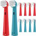 Replacement Brush Heads Compatible with Brusheez Kids' Electric Toothbrush, Toothbrush Head Refill, 5 Pcs Red + 5 Pcs Blue