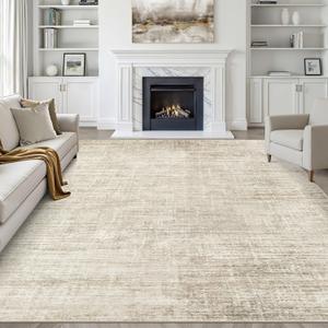 8x10 Area Rugs Living Room: Washable Large Neutral Beige Rug Abstract Soft Modern Stain Resistant Indoor Floor Non-Slip Carpet for Bedroom Nursery Kids Office Playroom Dining Room Under Table Home