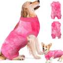 SlowTon Dog Recovery Suit - Surgery Recovery Suit for Female Male Dogs, Dog Onesie After Spay Abdominal Wounds, E-Collar Cone Alternative Prevent Licking Pet Surgical Suit(Pink,M) (Medium(Back:12.1''))