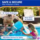 SwimWays Infant Spring Float, Baby Pool Float with Canopy & UPF Protection, Swim Training PFD, Swimming Pool Accessories for Babies 3-9 Months