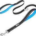 PoyPet 5 Feet Dog Leash - 3M Reflective - 2 Cushioned Handles - Functional Car Seat Belt(Blue)