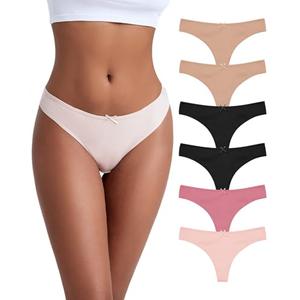 Jo & Bette Cotton Thongs for Women - Bikini Underwear - Seamless Thongs Breathable Panties Pack No show 6 Pack Pastels, Pink Set, XL