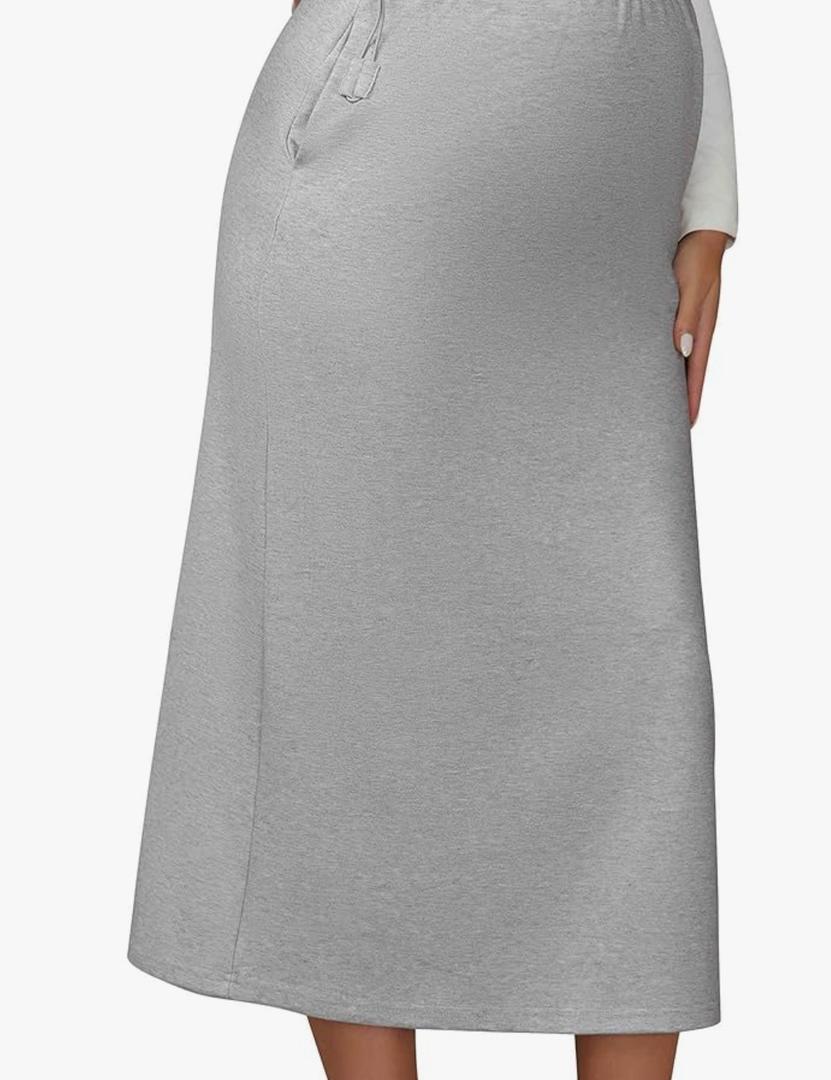 Womens Maternity Skirts Straight Stretchy Knit Over The Belly Midi Pregnancy Skirt Casual Business, XX-Large