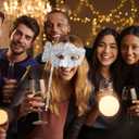 NUOBESTY Full Masquerade Mask with Stick Venetian Halloween Costume Mask Mardi Gras Mask for Womens Cosplay(Silver) Dancing Party Masks