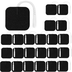 22 PCS 2X 2 Tens Unit Electrode Pads Compatible with Auvon Tens 7000 Muscle Stimulator Machine,Tens Unit Replacement Pad Reuse More Than 35-50 Times with Self Stick and Non-Irritating Designs Black