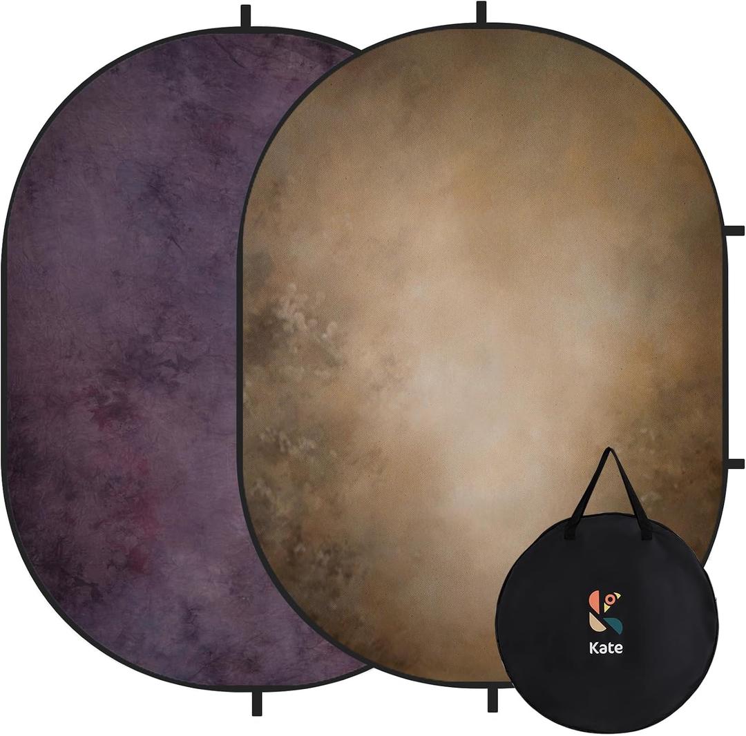 Kate 5'x6.5' Collapsible Backdrop Brown Purple Self Tape Background 277