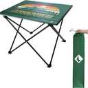 VILLEY Portable Camping Side Table, Ultralight Aluminum Folding Table with Mountain Silhouette Print and Carry Bag for Camping, Picnic, Beach, Travel, Large 24''