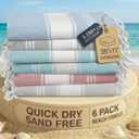 LANE LINEN Beach Towels 6 Pack, Oversized Beach Towel, Lightweight Beach Essentials for Women, Large Pool Towel, Absorbent & Quick Dry, Sand Free Beach Towel, 39"x71" - Nautical Color
