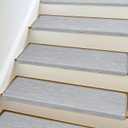 SMILOOL Bullnose Carpet Stair Treads Non Slip for Wooden Steps Indoor, 9.5" x 35" 8 Pieces, Extra Wide Bull Nose Carpet Runners for Wood Stairs, Step Covers, Stair Tread Rugs, Washable, Light Grey