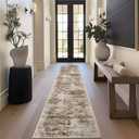 Runners for Hallways Kitchen Runner Rug Non Slip 2x10 Long Washable Runner Rugs No Pile Tear and Stain Resistance, Hand Woven Style Thin Rug for Hallways, Kitchen, Laundry, Bedroom- Brown