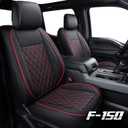 Tomatoman F150 Seat Covers Compatible with 2009-2026 Ford F150 2017-2026 F250 F350 F450 Trucks Crew Cab with Waterproof Faux Leather Super Duty Limited Fx4 XLT Pickup Cushion(2PCS Front/Black-Red)