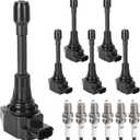 Ignition Coil Packs & Spark Plugs Compatible with V6 3.5L 3.5 2009-2020 Nissan Maxima Murano Altima Pathfinder Quest, Infiniti Q50 Q70 QX60 EX35 FX35 G25 G35 M35h, UF550, Pack of 6
