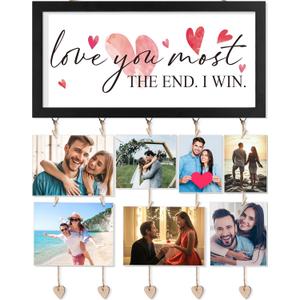 Valentines Card Holder Display Collage Picture Frames For Wall Interchangeable Holiday Decor Clips Photo Holders Valentines Day Hanging Sign Wooden Photo Holder for Gift Card Holder Valentine Decor (Black)