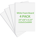 TFCaryi 4 Pack Foam Board 24"x36", 0.23 Inch Thickness Poster Board, Double-Sided Acid-Free Foam Core Board, Large Lightweight Polystyrene Board for Painting, Display, Craft & School Projects, White