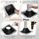 #3 Metal Roof Vents Flashing, Roofing Boots Kit for Houses Fits Pipe Od 1/4" to 5-3/4", Epdm Flexible Roof Jacks for Roofing, Roofing Screws & Hex Socket and Scissors Included - 4 Pcs