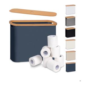 efluky Toilet Paper Basket with Lid, Toilet Paper Organizer for Bathroom, Free Standing Toilet Paper Holder with Storage, Blue