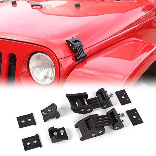 JeCar Aluminum Hood Latches for 2007-2018 Jeep Wrangler JK JKU 2018-2024 2025+ Jeep Wrangler JL JLU Gladiator JT Hood Latches Locking Kit