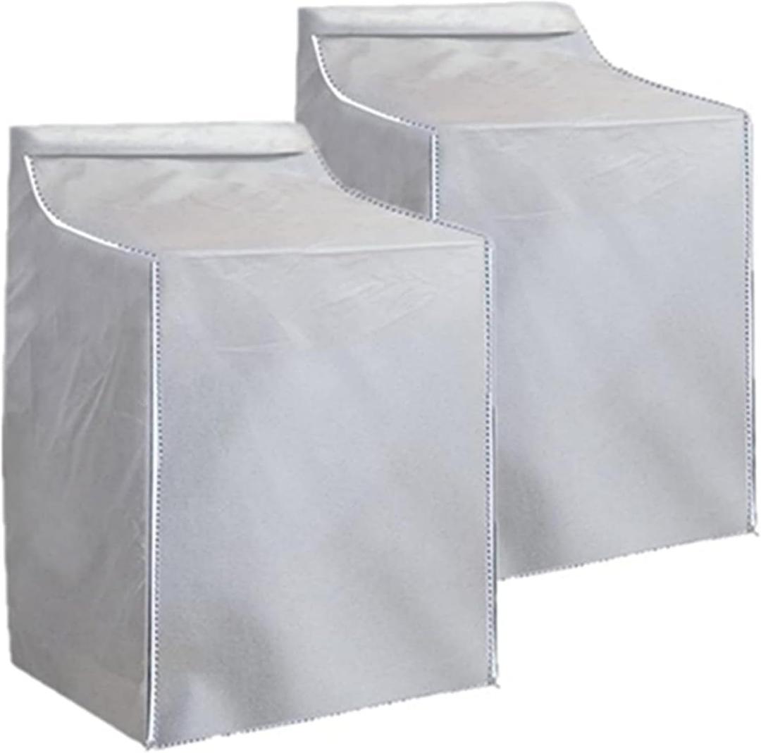 2 Pack Outside Washer and Dryer Covers, Heavy-Duty Waterproof Dustproof & Sun-Proof Washing Machine Cover with Easy Zipper Design, Universal Fit for Most Front-Load Machines W29D28H43Silver