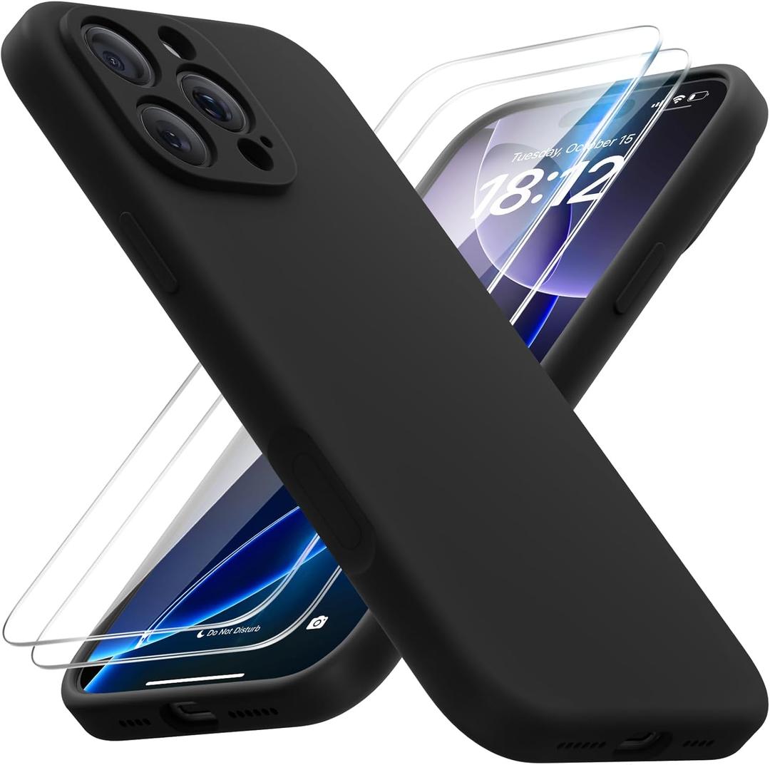 FlyReal Magnetic for iPhone 16 Pro Case, Compatible with MagSafe, (Integrated Silicone Camera Control Button) (Camera Protection) + Screen Protectors, Microfiber Lining Case 6.3", Black