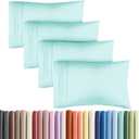 Queen Pillow Cases Set of 4 - Ultra Soft Hotel Quality Pillowcase Covers - Comfy, Cozy & Wrinkle Free - Shrinkage, Stain & Fade Resistant - Machine Washable Pillow Protectors - 4 Piece Set - Spa Blue
