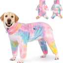 Dog Winter Coat for Large Medium Small Dogs, Warm Fleece High Collar Full Body Dog Jumpsuit Comfortable Onesie Apparel (Pink Blue, X-Large) (XL(Reference Weight 13-22 lbs))