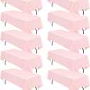 10 Pack Pink Tablecloths for 8ft Rectangle Tables 60 x 126 Inch - Polyester Table Cover Stain and Wrinkle Resistant Washable Fabric Table Clothes for Wedding Party Banquet Reception Restaurant
