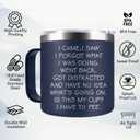 2 x Funny Christmas Gifts for Dad Old Men Grandpa, 14 Oz Stainless Steel Tumbler Coffee Mug with Handle I Came I Saw I Forgot Gag Present Fathers Day Christmas Gift Idea, Navy Blue