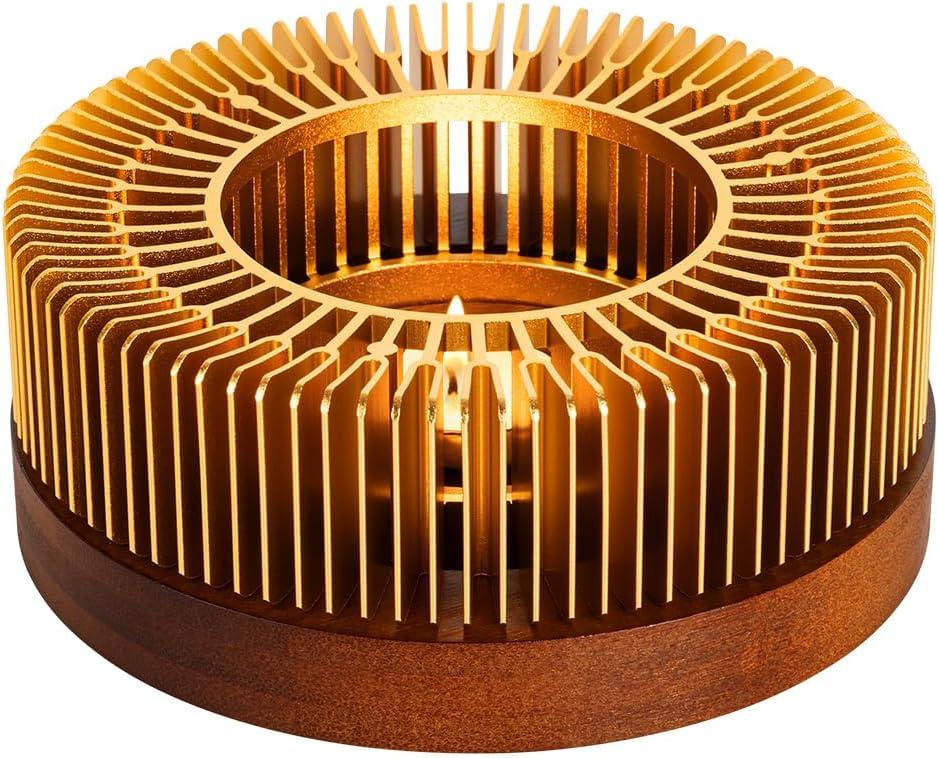 Teapot Warmer, Aluminum Tea Warmer with Wooden Base, Candle Heater for Heating Tea, Coffee, Milk, Food,Camping and Traveling, Universal Teapot Heater (Large-with Wooden Base)