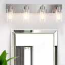 4-Light Bathroom Vanity Light Fixtures, Modern Bathroom Light Fixture with Clear Glass Brushed Nickel Finish Vanity Lights Over Mirror for Kitchen Bedroom Living Room