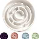 Ceramic Slow Feeder Dog Bowls with Anti-Slip, Slow Feeder & Non-Slip Design, Boredom and Anxiety Reducer, Suitable for All Breed Dogs and Cat (Ceramic-White)