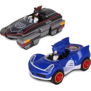 NKOK Sonic Transformed All-Stars Racing Pull Back Action: Shadow and Sonic Hedgehog, Two Vehicles, Video Game Legends, No Batteries Required, Pull Back  Release - and Watch it go