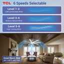 TCL 72 Inch Large Ceiling Fans with Lights and Remote, Indoor/Outdoor Modern Ceiling Fan,8 Blades 6 Speed Reversible Quiet DC Motor, for Living Room Patio Garage High Ceiling (white, 72)