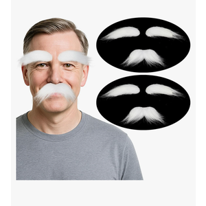 Miss U Hair 1Pcs Men Fake Mustache and Eyebrows Self Adhesive Costume Beard for Adults and Teens Mustache