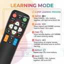 Big Button Universal Remote Control for Seniors, 2-Device Switching, 4-in-1, Easy Operation, and Learning Functionality.TV DVD/VCR/DVB Streaming Box/Soundbar