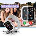 Bling Case for Apple Watch Apple Watch SE 3 (2025)/ SE2/ SE/Series 6/5/4 44mm Screen Protector, Woman Glitter Crystal Rhinestone Scratch Resistant Overall Protective Bumper Cover, Colorful