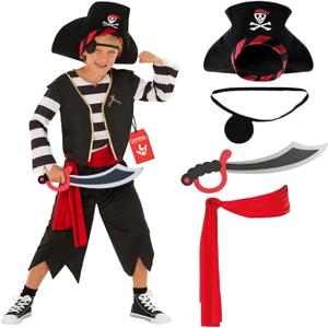Morph Pirate Costume Boys, Black And White Pirate Costume Kids, Boys Halloween Costumes, Halloween Costumes For Kids, Small (10-12 Years)