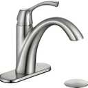 TimeArrow Brushed Nickel 1-Handle Single Hole Bathroom Faucet, 3-Hole Deck Plate, Pop-Up Drain and Water Supply Lines Included, TAF206-BN