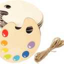 30 Pack 4 Inch Wood Paint Palette Cutouts Unfinished Wood Paint Palette Crafts Wooden Paint Palette Hanging Ornaments DIY Paint Palette Craft Gift Tags