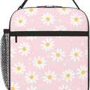 2 x Pink Daisy Flower Insulated Lunch Bag,Kids Lunch Box for Girls Boys Teens