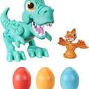 Play-Doh Dino Crew Crunchin' T-Rex Toy for Kids 3 Years and Up with Funny Dinosaur Sounds and 3 Eggs, 2.5 Ounces Each, Non-Toxic