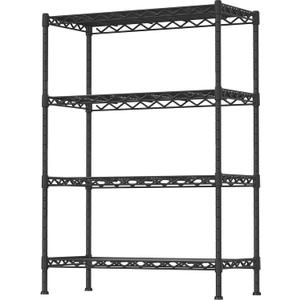 4-Shelf Adjustable Heavy Duty Storage Shelving Unit, Metal Organizer Wire Rack for Laundry Bathroom Kitchen Pantry Closet, Black