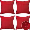 Home Brilliant Outdoor Pillow Covers 16x16 Set of 4, Red Outdoor Throw Pillows for Couch Patio Waterproof Slipcovers for Holiday Valentine's Day, 16 inches, 40 cm, 4 Pieces, Red