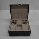 SONGMICS 2-Layer Jewelry Box, Jewelry Organizer with Handle, Removable Jewelry Tray, Jewelry Storage, Floating Effect, 8.1 x 9.4 x 4.3 Inches, Gift Idea, Black UJBC165B01