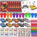 Cinrobiye 72 Pcs Race Car Coloring Book Bulk,Checkered Flags Racing Party Favors Goodie Bags Fillers, Let's Go Racing Birthday Party Supplies Classroom Reward Prizes Pinata Gift for Race Fans