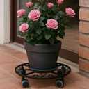 3 Pack Plant Caddy with Wheels Heavy Duty 11.8 Inches Metal Plant Stand with Wheels Plant Dolly Rolling Plant Stand Plant Roller with Casters for Indoor and Outdoor (3, Black)