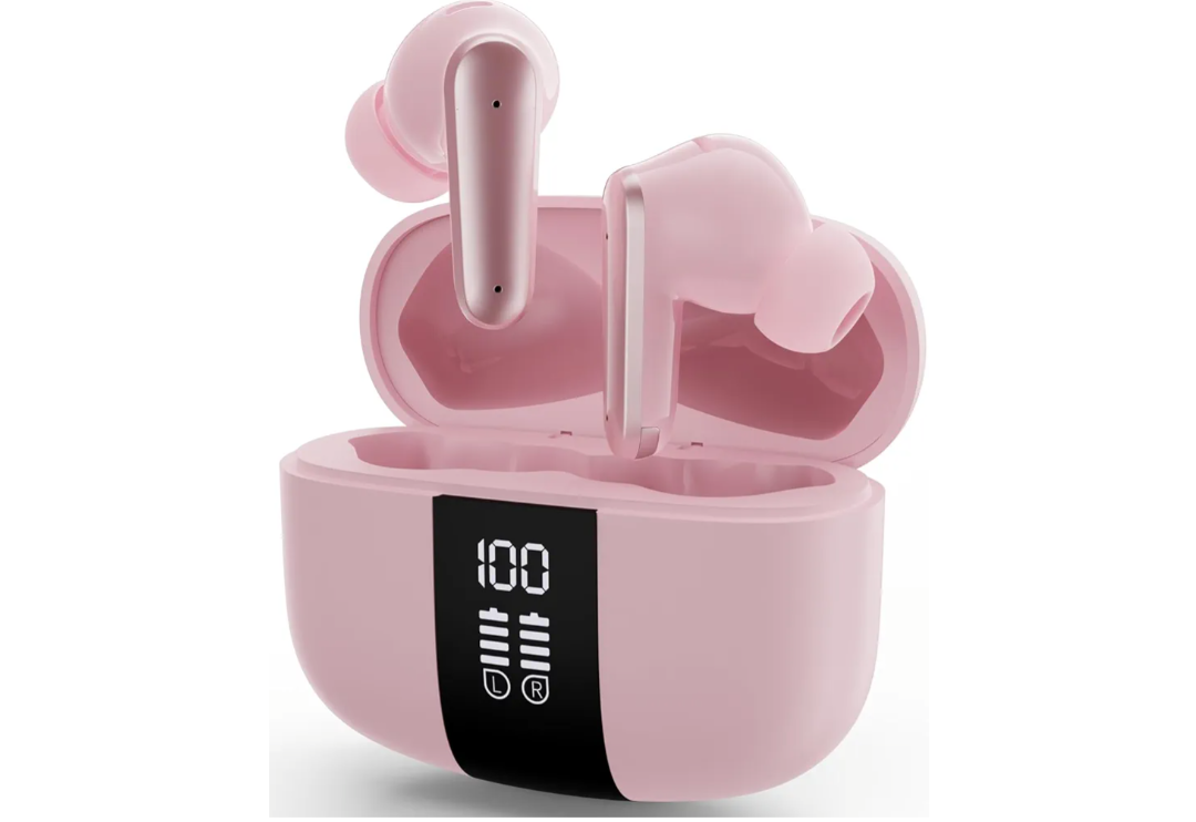 App1e AIRP0Ds Pro Alternative Wireless Ear Buds, Studio-Quality, Deep Bass, Enhanced Audio Clarity, Bluetooth 5.4 Earbuds, ENC Noise Cancelling Call, Secure Fit Memory Foam Tips, IPX6 Waterproof(Pink)