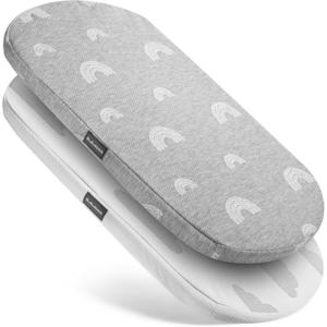 Baby Bassinet Mattress Topper 15 x 30 inches, Moses Basket Waterproof Replacement Pad with Removable & Washable Mattress Covers