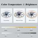 OurEDee 20'' Ceiling Fan with Lights & Remote, Low Profile, 6 Wind Speeds, Dimmable Light, Modern White Flush Mount, Smart for Home (Gold+Grey)