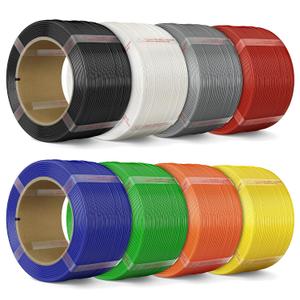 PLA Filament Refill 1.75mm for 3D Printer 8x250g Color Sampler for Reusable Spools, Try More Colors: Black, White, Ash Gray, Red, Yellow, Dark Blue, Green, Orange