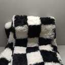 Andency 8x10 Ft Black and White Area Rug for Living Room Classic Checkered Shaggy Rug Non-Slip High Pile Soft Fluffy Rug Fuzzy Carpet Bedroom Kids Toddler Room Nursery Playroom, Cute Dorm Home Decor